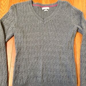 Van Heusen Women's Sweater in Gray with Pink Trim